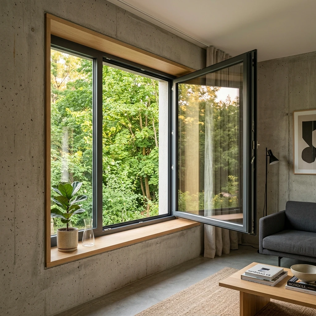 Tilt & Turn window fully open into the room